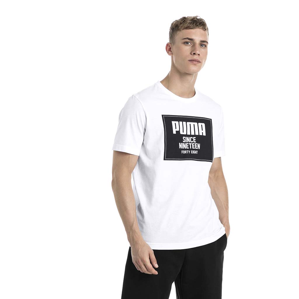 T-shirt manches courtes Puma Rebel Block Basic blanc pour homme lv1