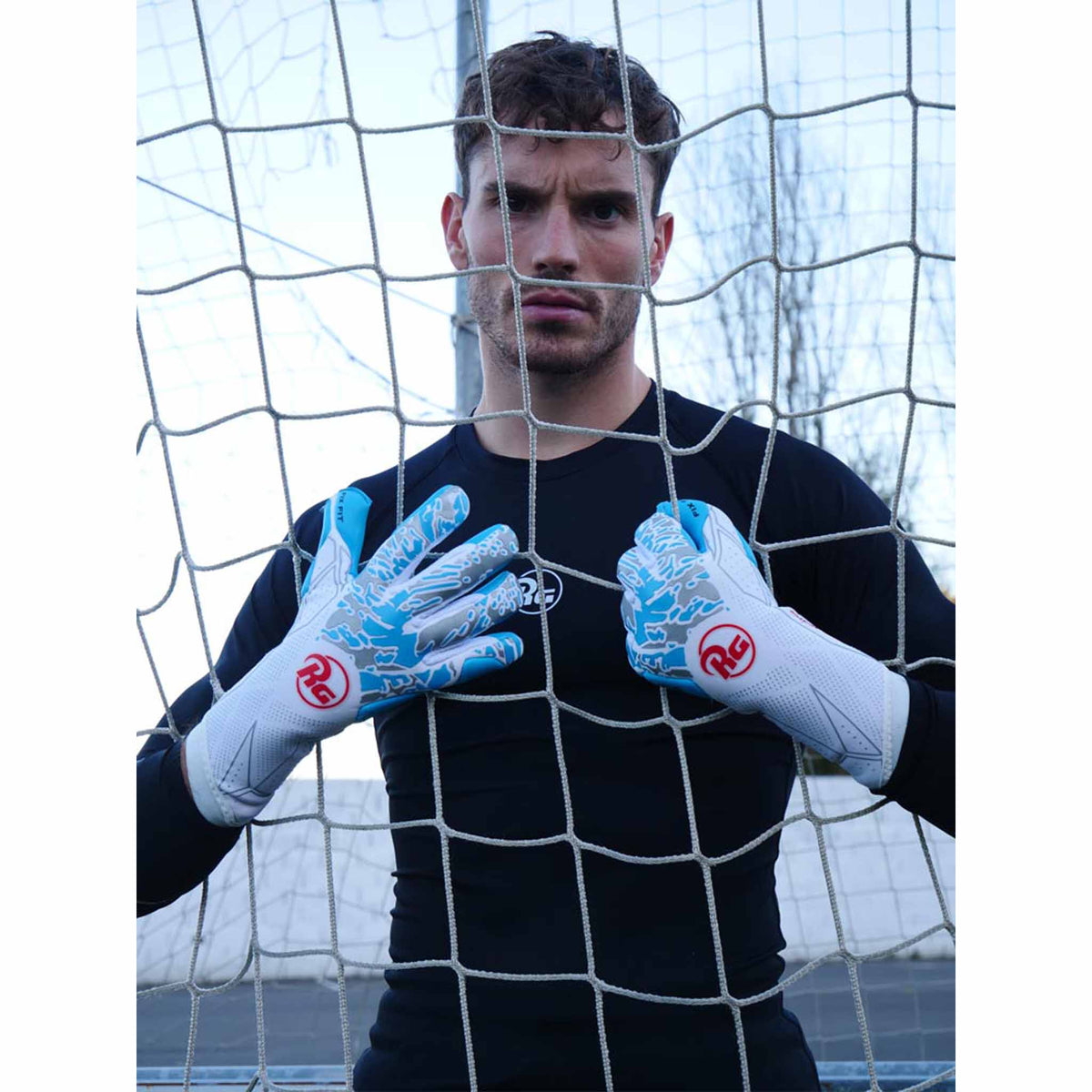 RG Goalkeeper gloves Bionix gants de gardien de but de soccer - Blanc / Bleu