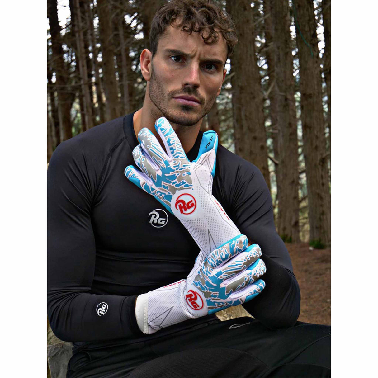 RG Goalkeeper gloves Bionix gants de gardien de but de soccer - Blanc / Bleu