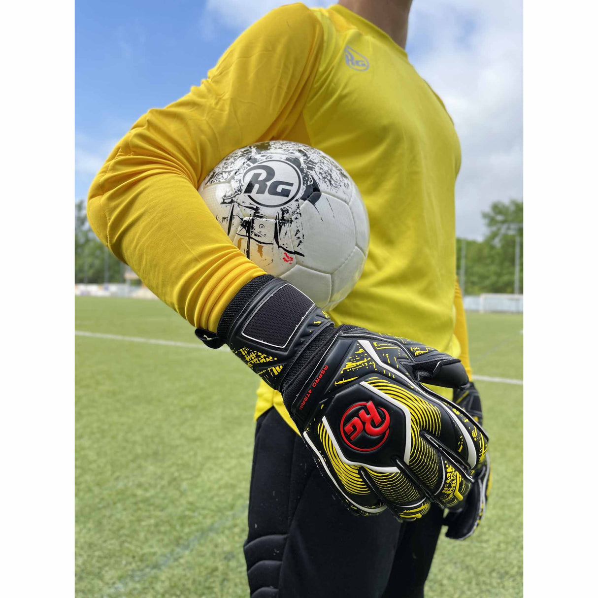 RG Goalkeeper Goalie Top chandail de gardien de soccer manches longues - Jaune