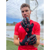 RG Goalkeeper gloves Tuanis Gants de gardien de but de soccer - Noir/Rouge