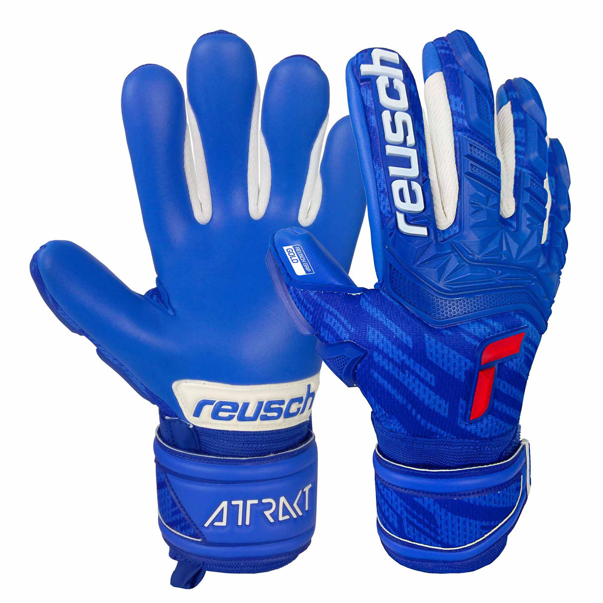 Reusch Attrakt Freegel Gold Finger Support junior gants de gardien de soccer - Bleu / Blanc