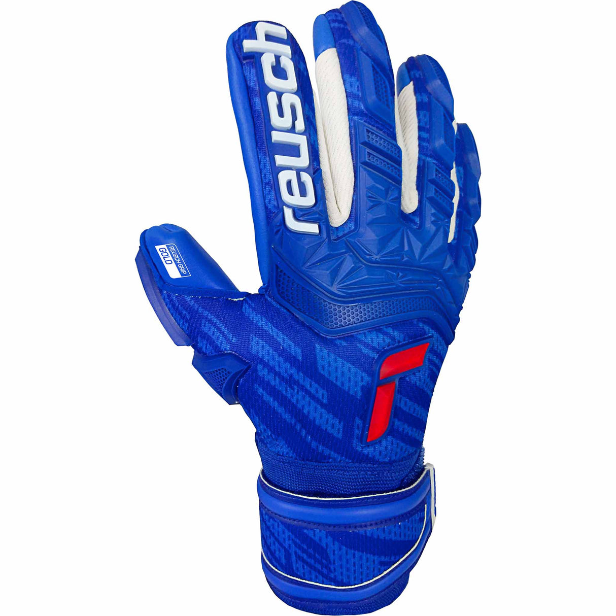 Reusch Attrakt Freegel Gold Finger Support junior gants de gardien de soccer - Bleu / Blanc