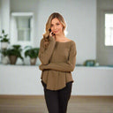 Rose Buddha Rose Buddha chandail Confo gaufré manches longues pour femme