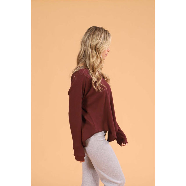 Rose Buddha Rose Buddha chandail Confo gaufré manches longues pour femme