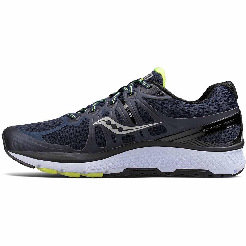 Saucony Echelon 6 chaussure de course a pied homme navy citron vue lat Soccer Sport Fitness