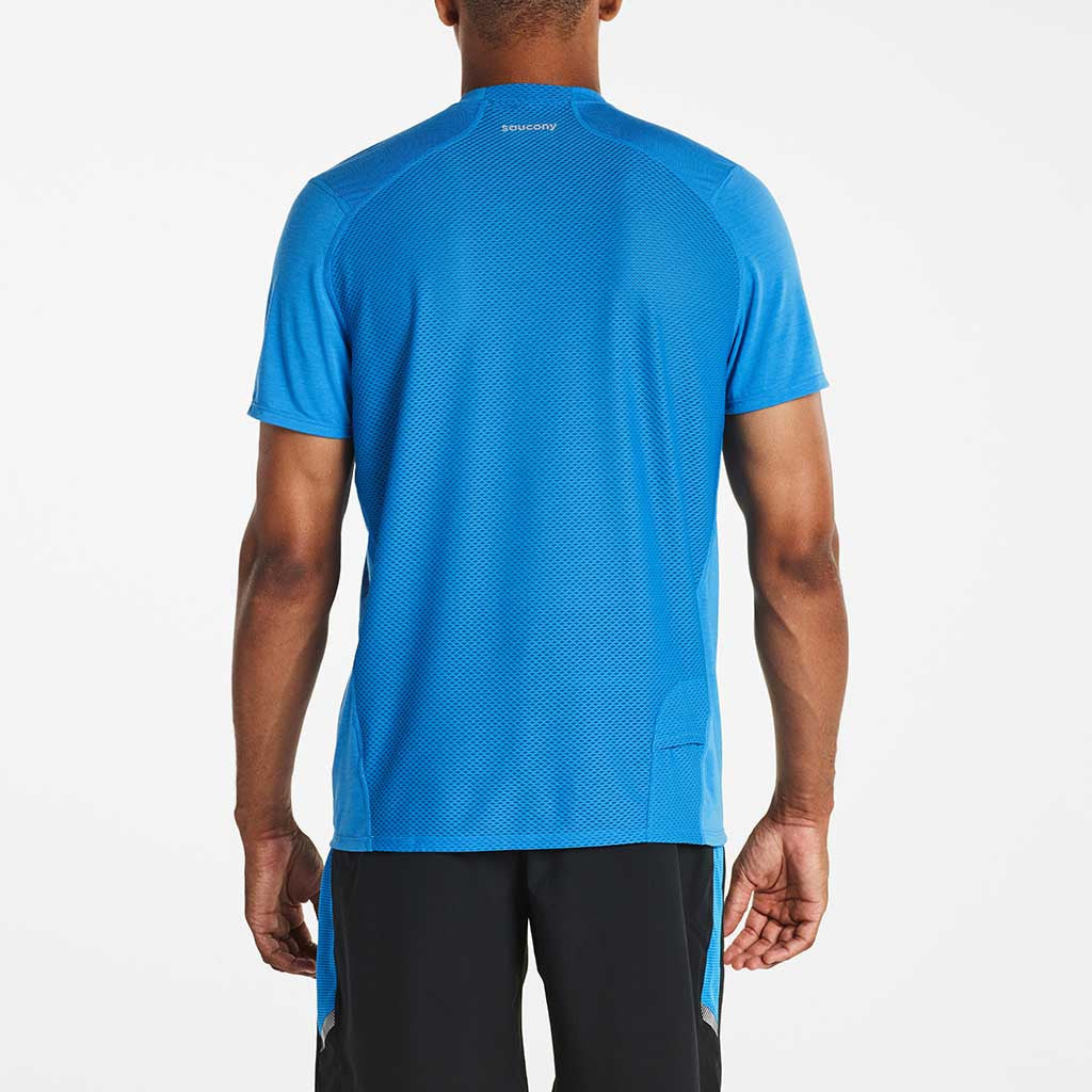 Saucony Freedom T-shirt sport homme bleu vue dos