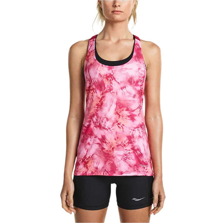 Saucony Strider women's running tank shirt daisy dye Soccer Sport Fitness