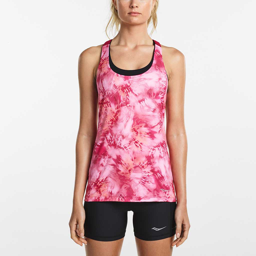 Saucony Strider women&#39;s running tank shirt daisy dye Soccer Sport Fitness