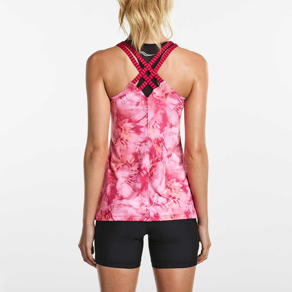 Saucony Strider women&#39;s running tank shirt daisy dye lv2 Soccer Sport Fitness