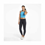 Saucony Racer Front Crop top de course à pied femme bleu lifestyle Soccer Sport Fitness