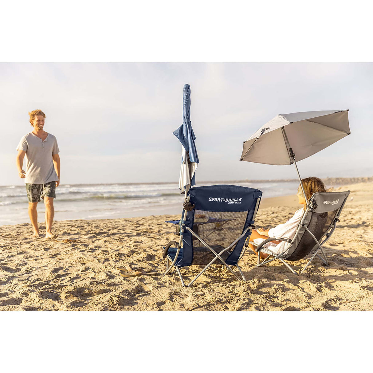 Sklz Sport Brella Beach chaise-abri extérieur avec parasol intégrée bleu live