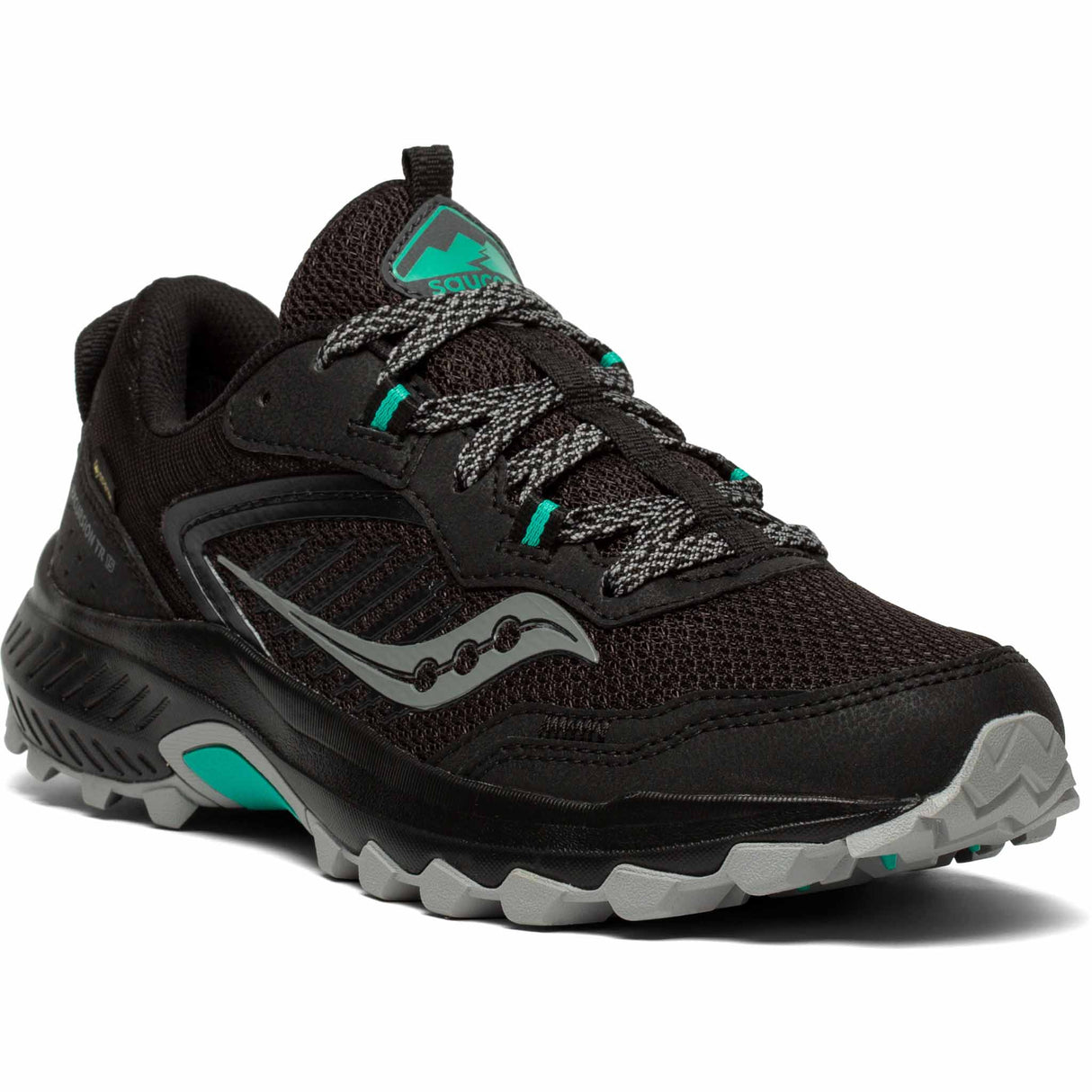 Saucony Excursion TR15 GTX Chaussures de course à pied trail femme - Black / Jade - Angle