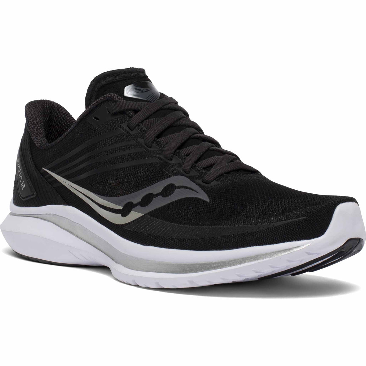 Saucony Kinvara 12 chaussures de course a pied homme Black / Silver angle