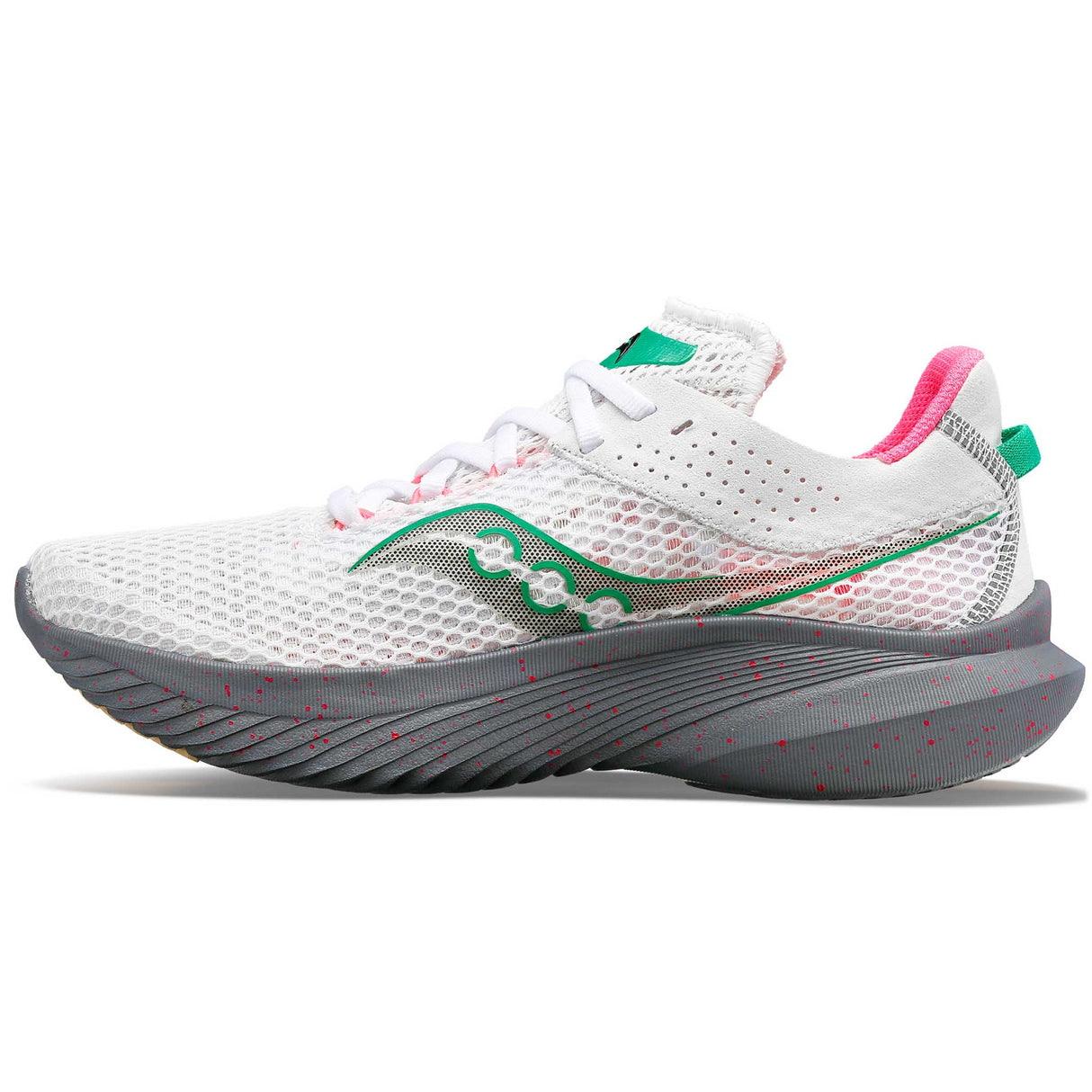 Saucony Kinvara 14 running de course femme lateral- blanc / gravier