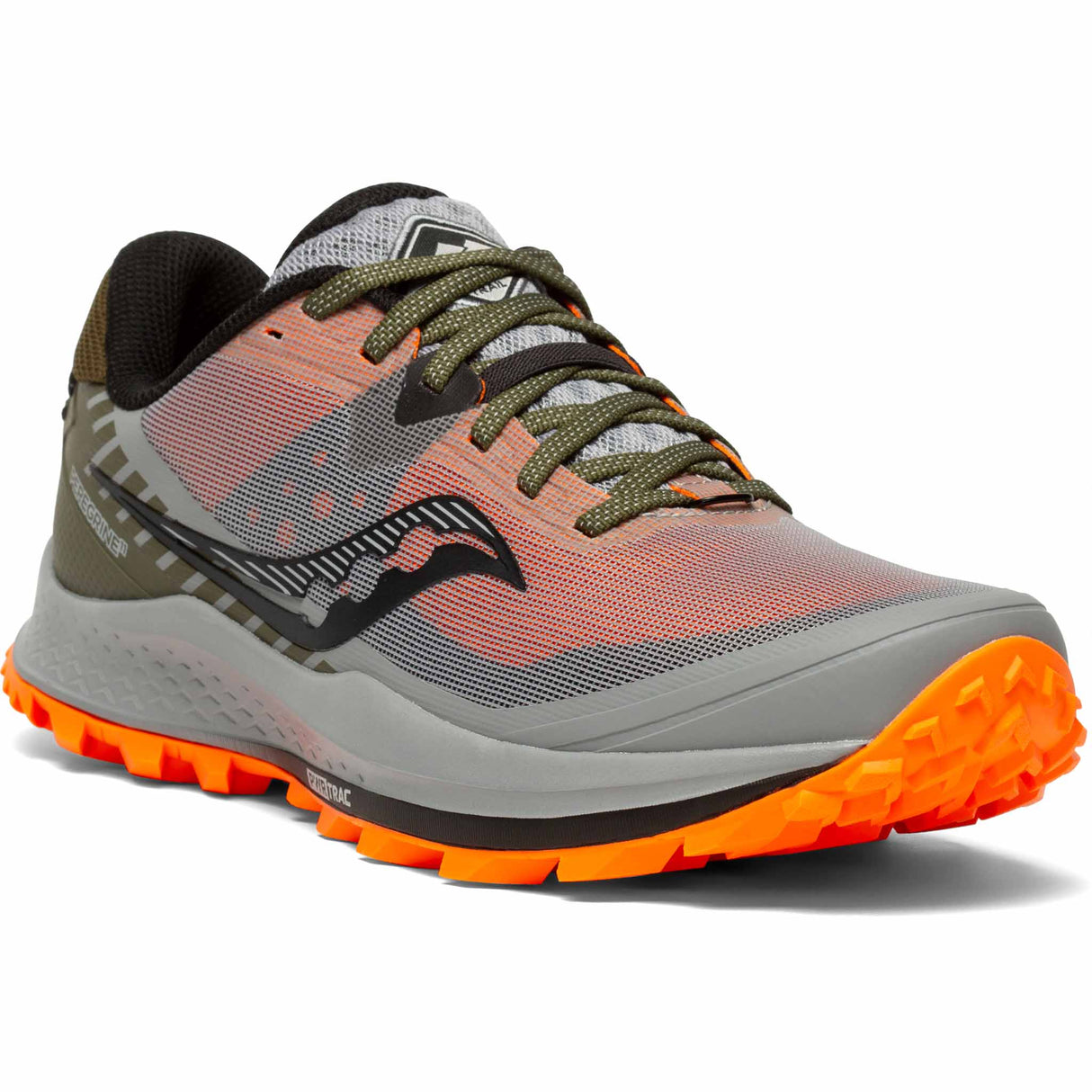 Saucony Peregrine 11 chaussures de course à pied trail homme - Alloy / Olive / Vizi - angle