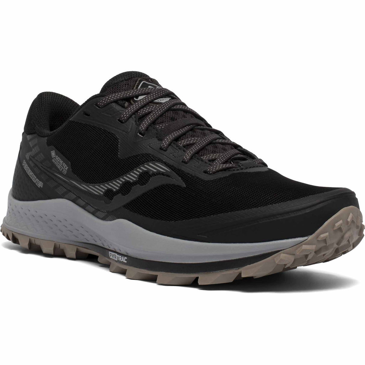 Saucony Peregrine 11 GTX Chaussures de course à pied trail homme - Black / Gravel - angle