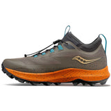 Saucony Peregrine 13 ST running de course sur sentier homme lateral- umber / basalt