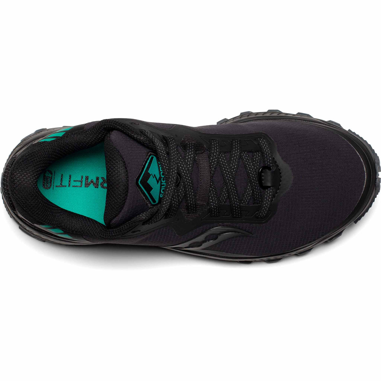 Saucony Peregrine ICE+ 2 chaussures de course à pied d'hiver trail femme - Black / Jade - empeigne Runshield