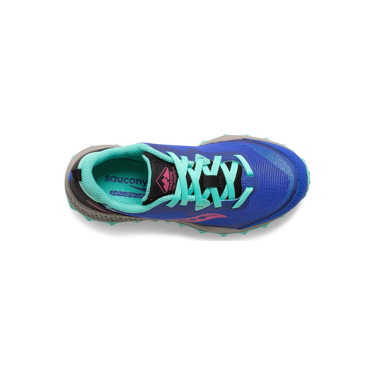 Saucony Peregrine Shield 11 chaussures de course à pied trail bleu turquoise enfant empeigne