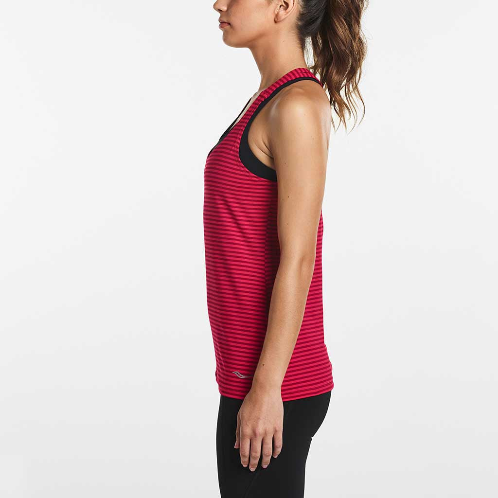Saucony Strider women&#39;s running tank shirt red wine Soccer Sport Fitness
