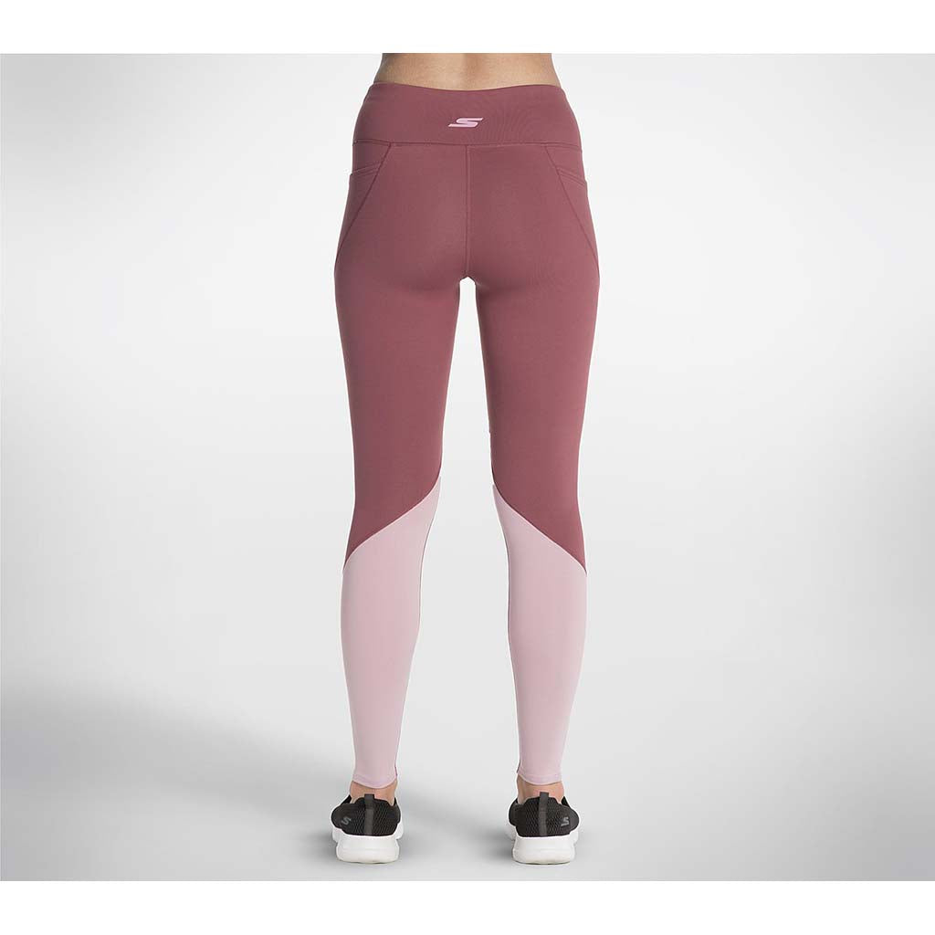 Skechers Juniper leggings de course à pied sport taille haute pour femme rouge vin dos