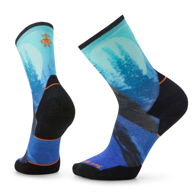 Smartwool Athlete Edition Run Raven Print Crew bas de course a pied alpine blue  homme