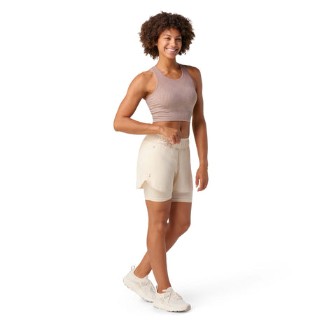 Smartwool Intraknit Lined short de course à cuissard intégré femme face- amande