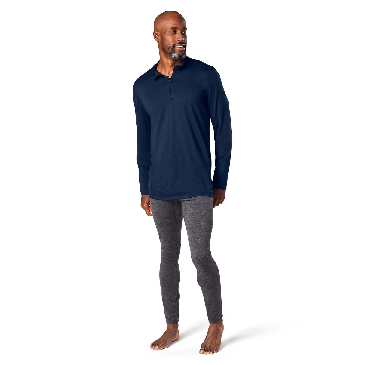 Smartwool Merino 150 Baselayer 1/4 Zip indigo blue chandail homme face