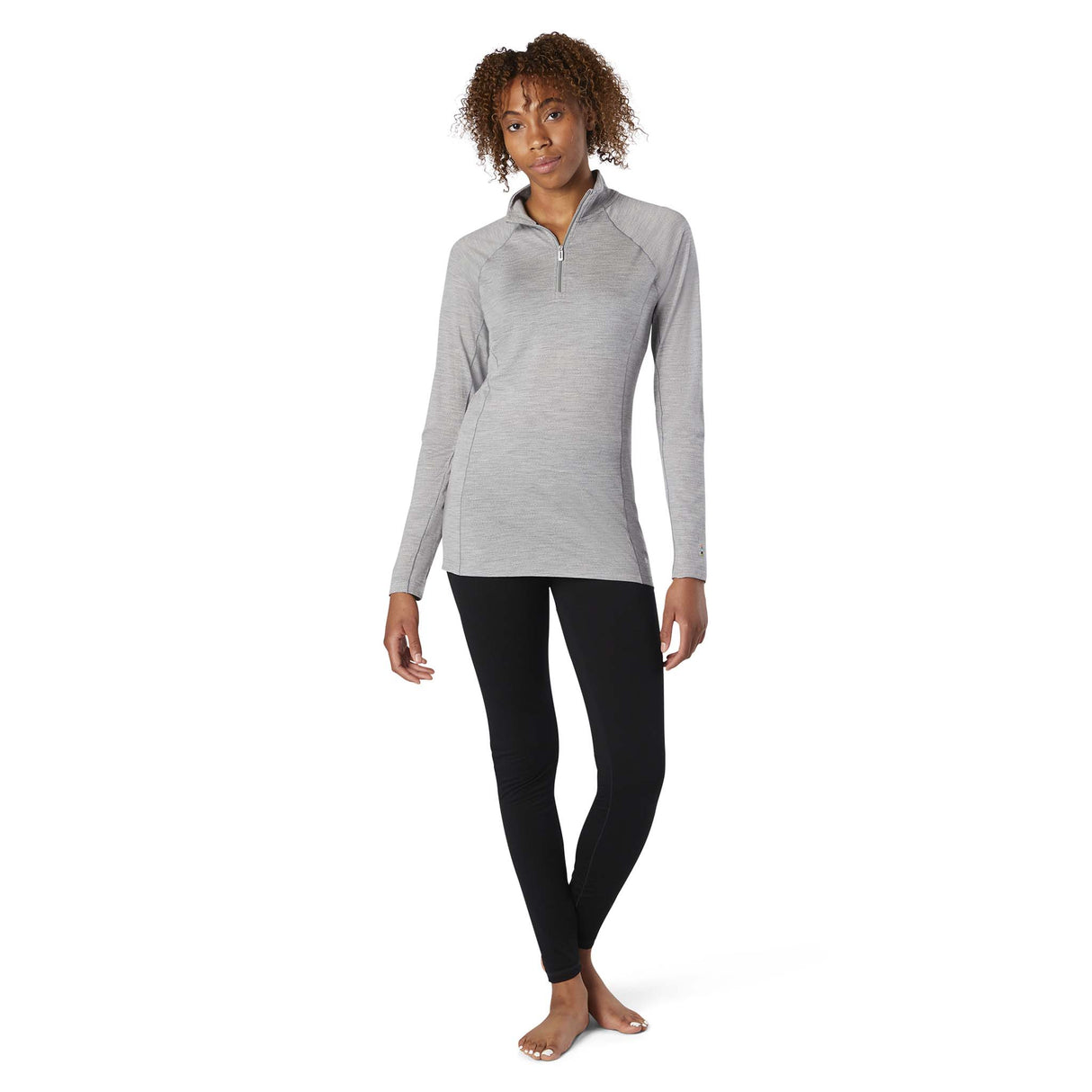 Smartwool Merino 150 chandail de base 1/4 zip light grey heather femme face