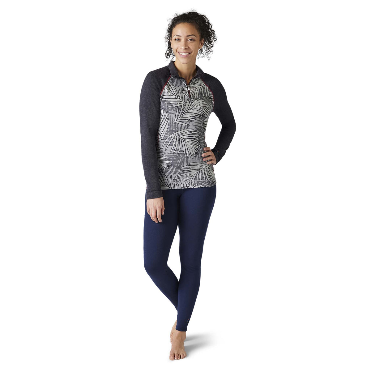 Smartwool Merino 250 baselayer manches longues light gray palm femme face