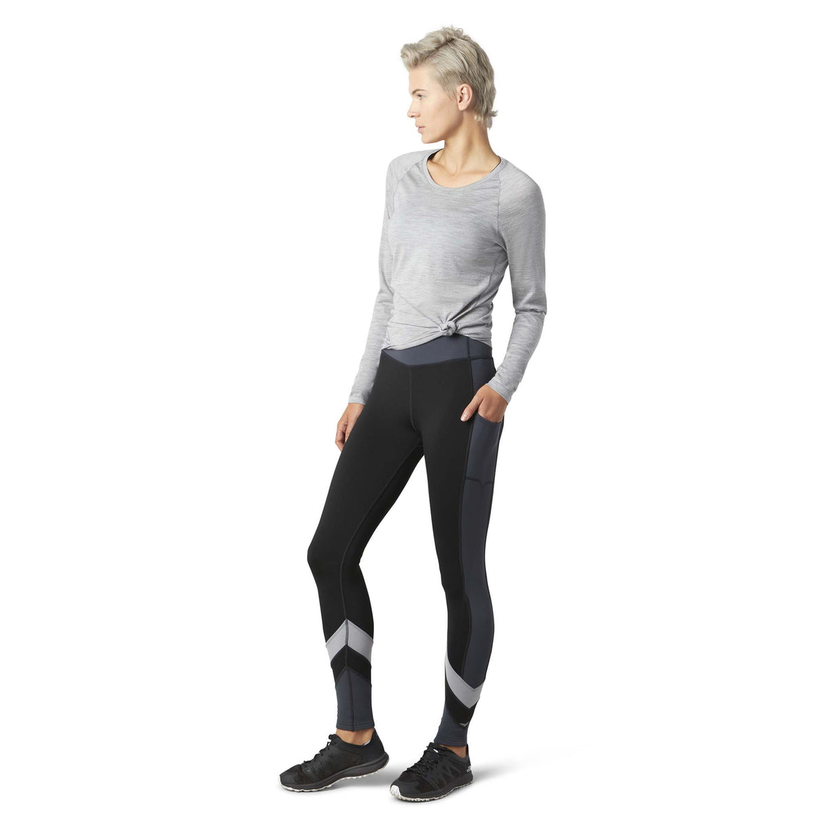 Smartwool Merino Sport Fleece Colorblock legging noir femme devant