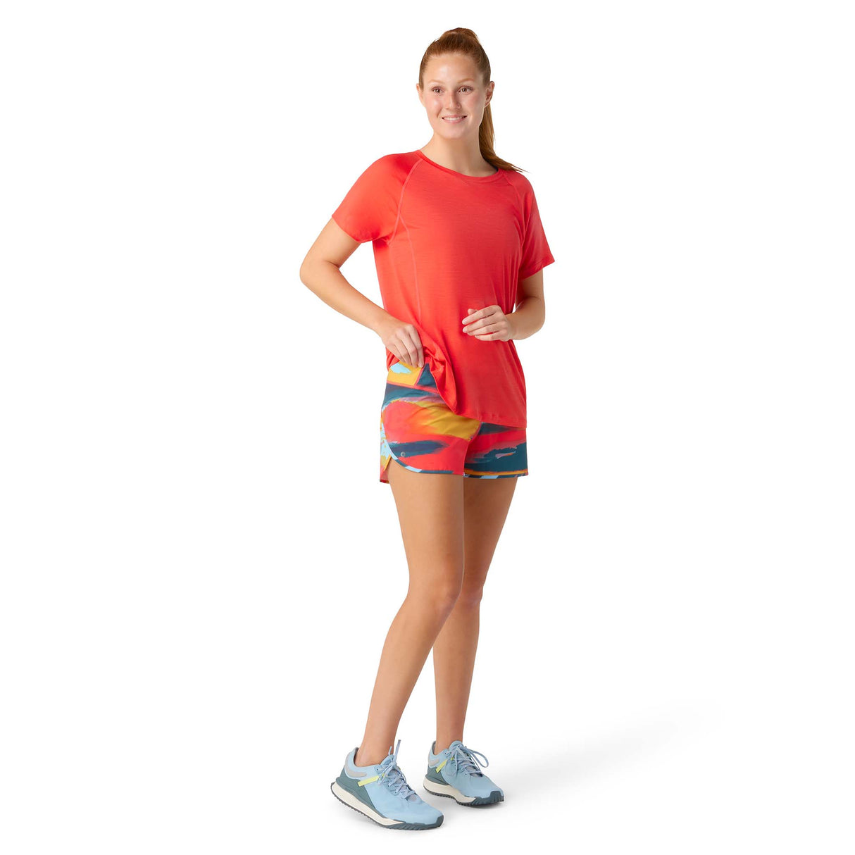 Smartwool Merino Sport Lined short doublé de course femme carnival horizon print face