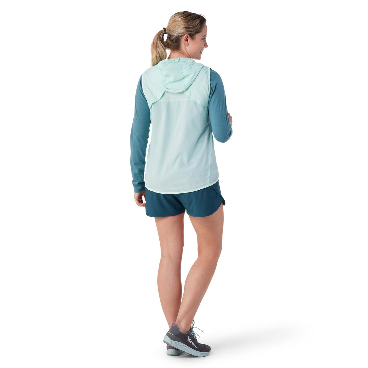 Smartwool Merino Sport Ultra Light veste à capuchon pour femme bleached aqua dos