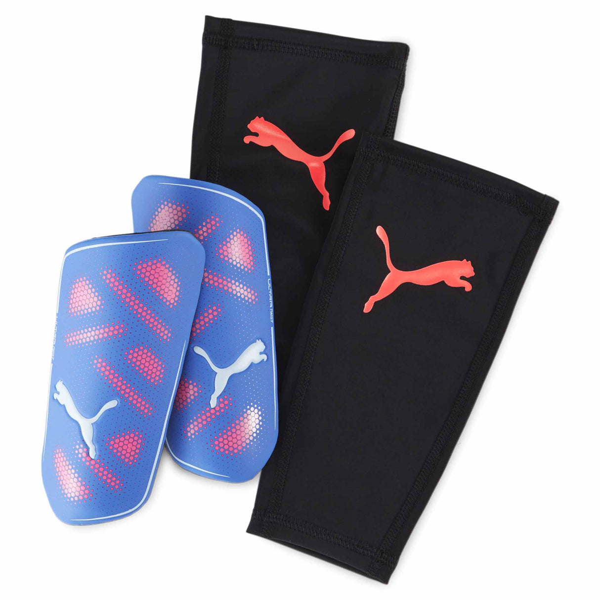 Puma ultra Twist Sleeve protège-tibias de soccer avec manchons bleu rouge