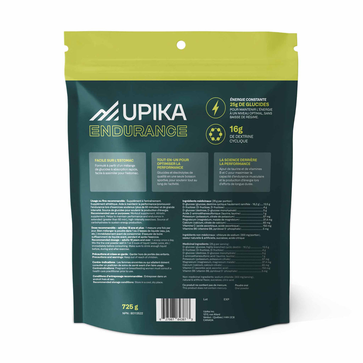 Upika Endurance Upika Endurance carburant pour sport d'endurance - 25 portions