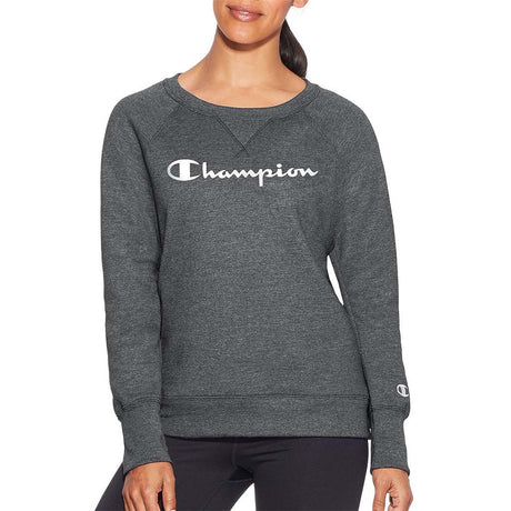 Champion Powerblend Boyfriend Crew Logo chandail molletonné pour femme gris chiné