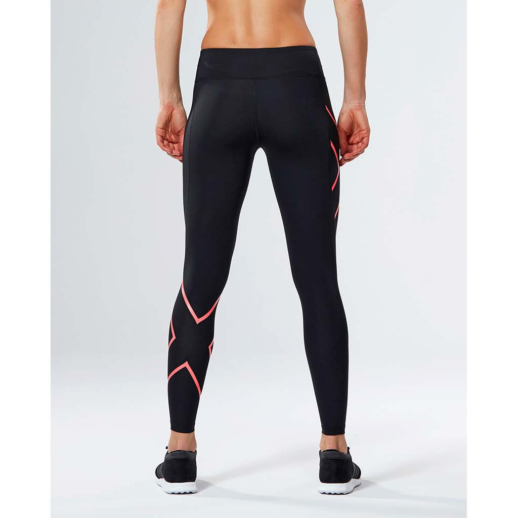 2XU women&#39;s mid-rise compression tights black coral rv