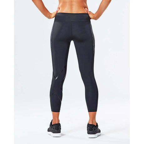 2XU women's mid-rise 7/8 pattern compression tights black prism steel rv