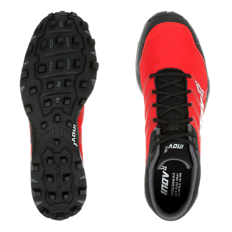 Chaussure de course a pied trail INOV-8 X-Talon 225 rouge noir vue superieure semelle