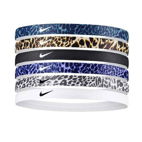 Nike Printed Headbans 6 pack Cerulean/Light Cream/Black