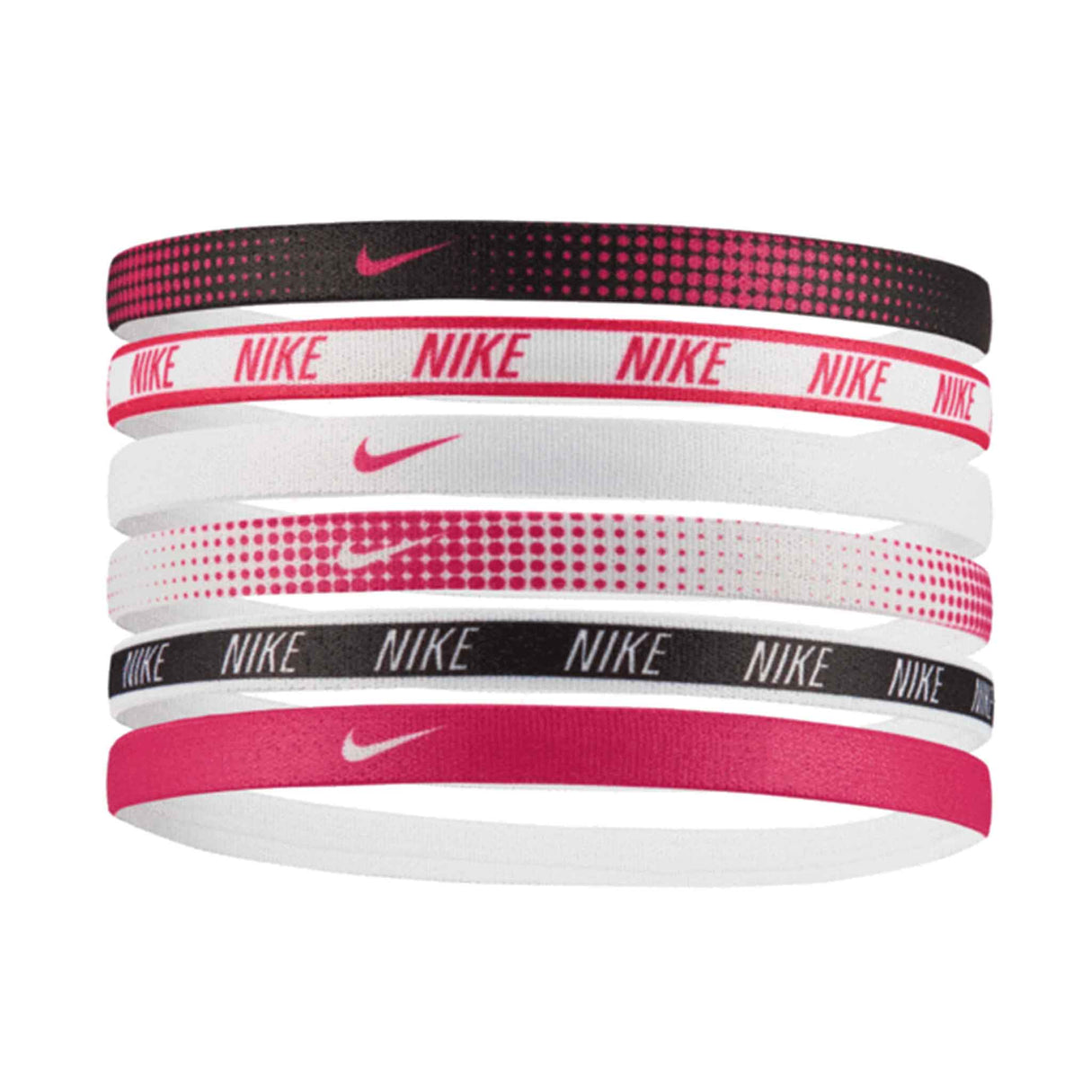 nike printed headbands 6 pack rose blanc noir