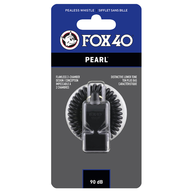 Sifflet d'arbitre avec attache Flex-Coil Fox 40 Pearl Safety noir