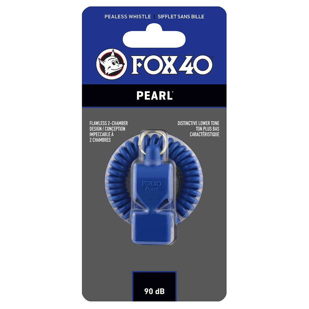 Sifflet d'arbitre avec attache Flex-Coil Fox 40 Pearl Safety bleu