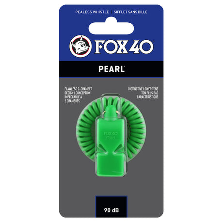 Sifflet d'arbitre avec attache Flex-Coil Fox 40 Pearl Safety vert