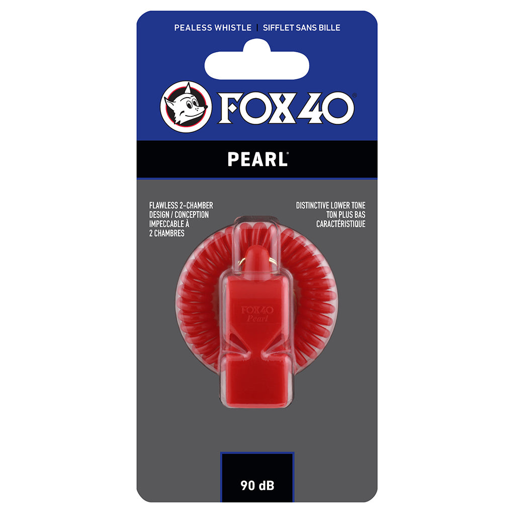 Sifflet d'arbitre avec attache Flex-Coil Fox 40 Pearl Safety rouge