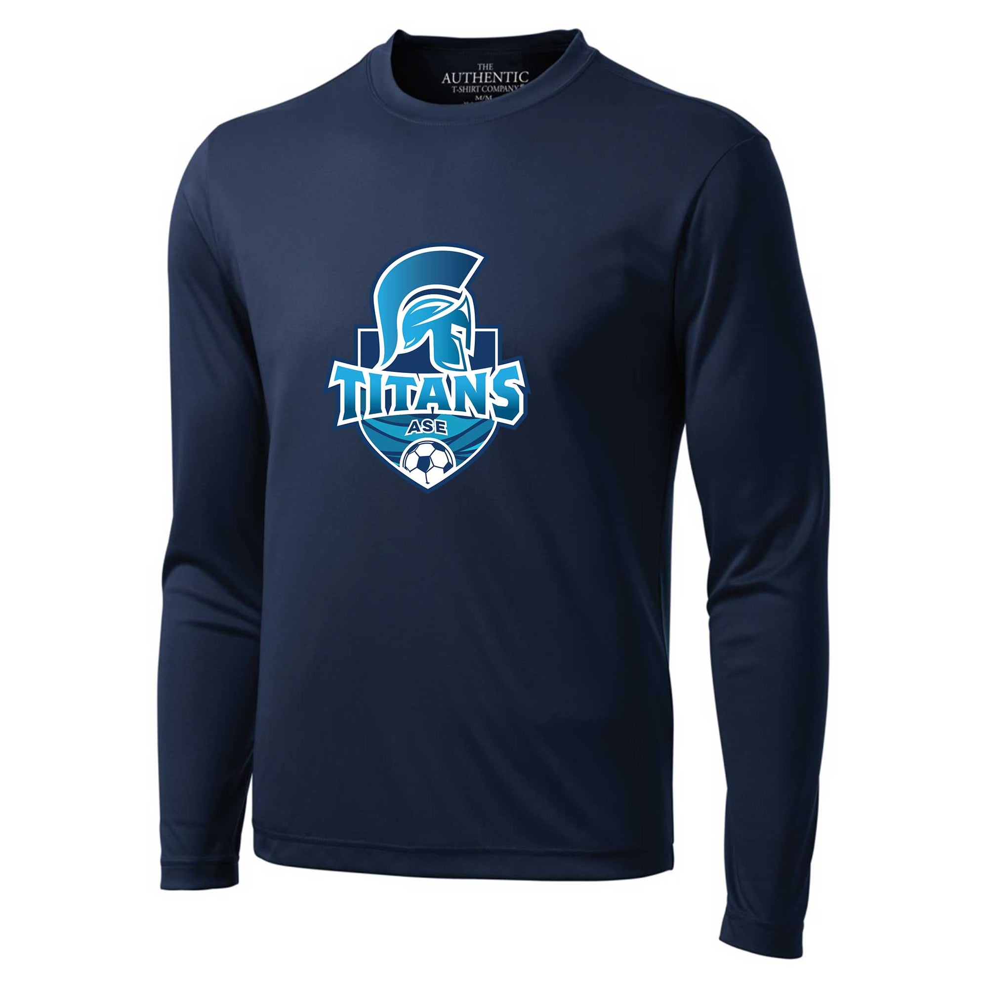 T-shirt polyester manches longues Titans de l'Association de Soccer Escoumins Bleu Marine