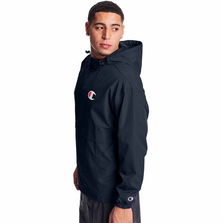 Champion Stadium Packable Jacket manteau de pluie a enfiler bleu marine lateral