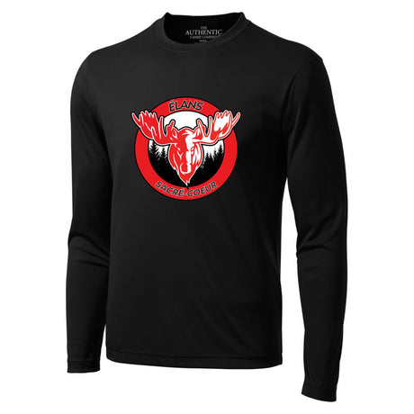 T-shirt Polyester manches longues Élans de Sacré-Coeur - Noir
