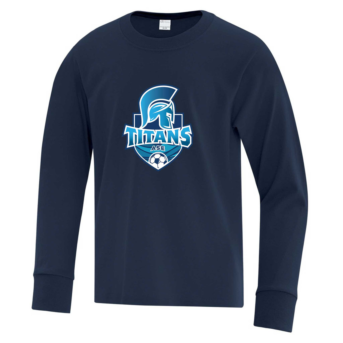 T-shirt coton manches longues Titans de l&#39;Association de Soccer Escoumins Bleu Marine